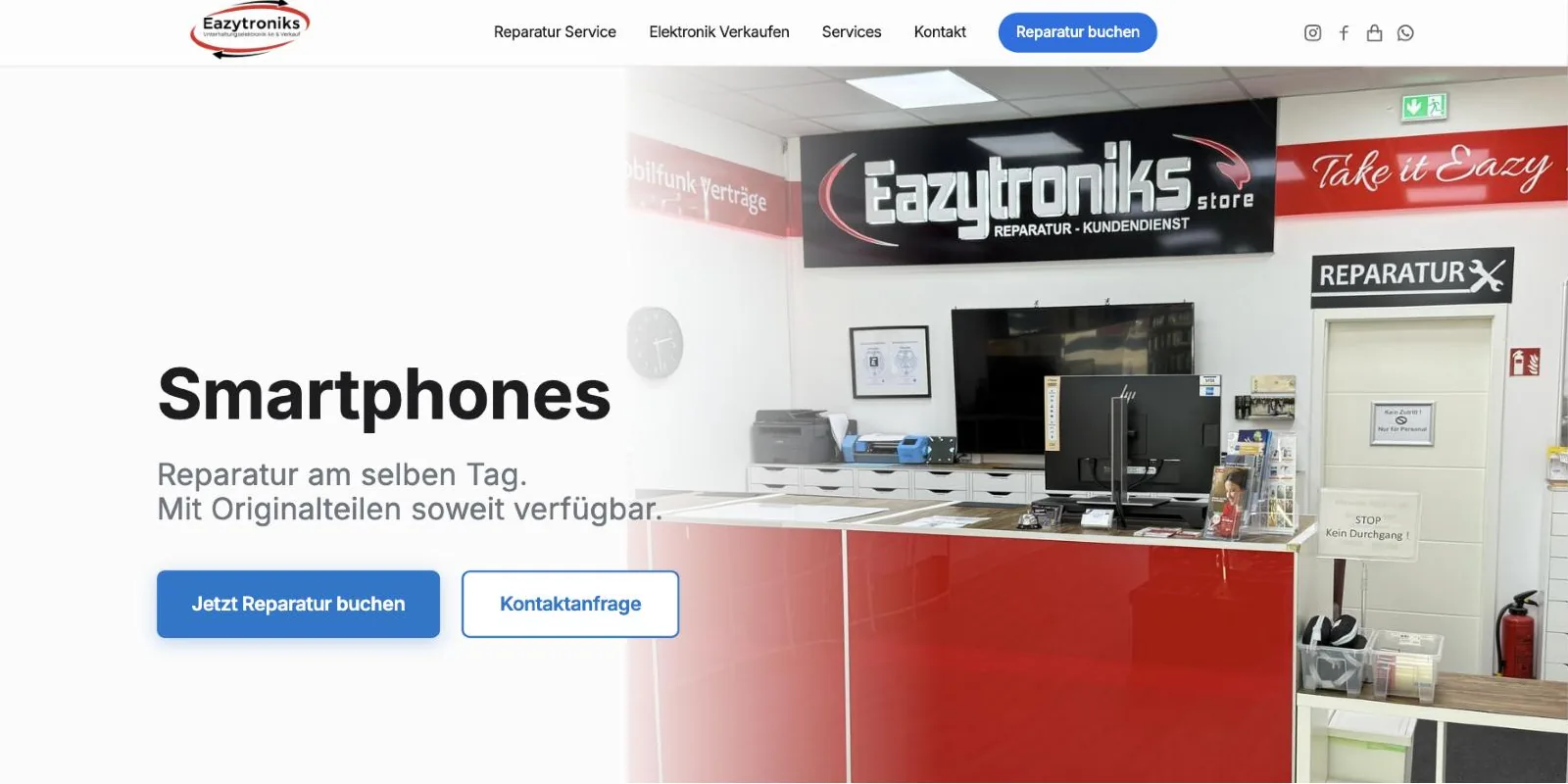 Screenshot der Website Eazytroniks