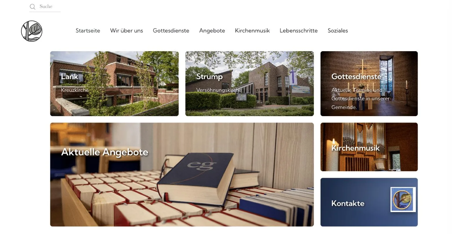 Screenshot der Website Evangelische Kirchengemeinde Lank